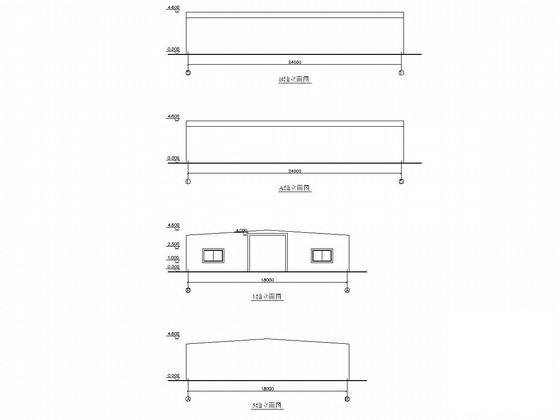 单层轻钢结构厂房结构CAD施工图纸（7度抗震）(建筑立面图) - 1