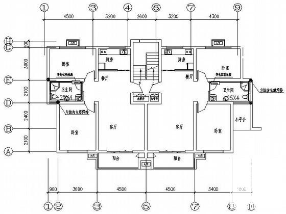 6层住宅楼电气CAD施工图纸（三级负荷）(楼宇对讲系统) - 3