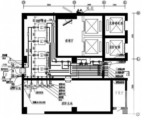 高层综合楼给排水消防CAD施工图纸（S型气溶胶灭火系统） - 5