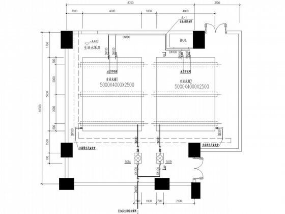大型地下室给排水及消防CAD施工图纸（自动喷水湿式泡沫联用灭火系统） - 2