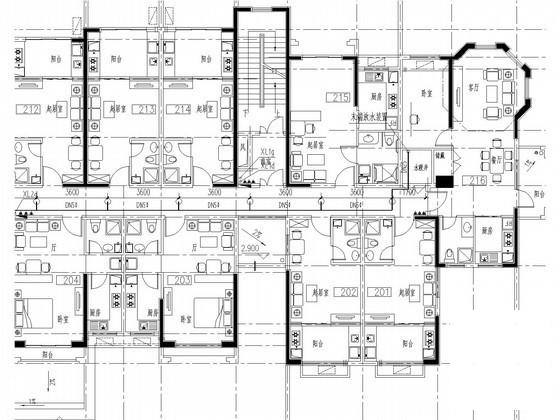 高层公寓楼给排水及消防设计CAD施工图纸（自动喷淋）(卫生间大样图) - 1