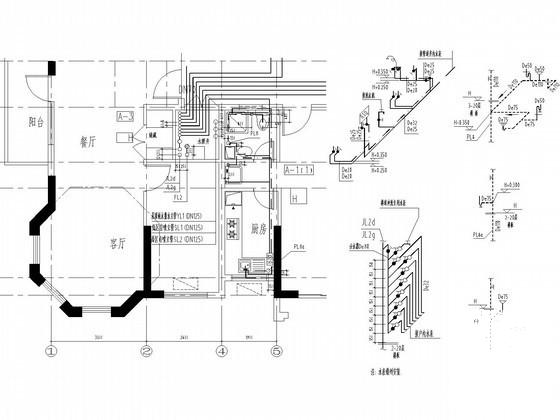 高层公寓楼给排水及消防设计CAD施工图纸（自动喷淋）(卫生间大样图) - 3