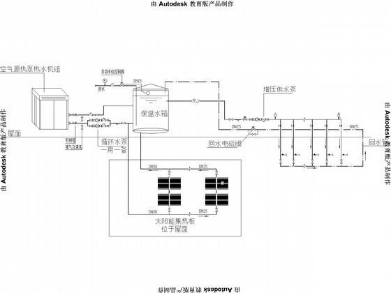 多层办公楼给排水消防CAD施工图纸（空气源热水系统） - 3