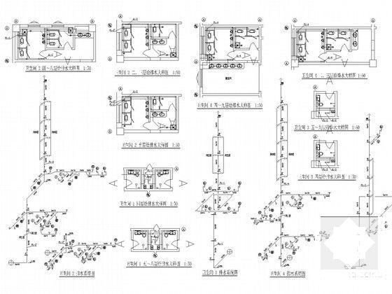 高层办公楼给排水、空调水系统及消防系统CAD施工图纸 - 5