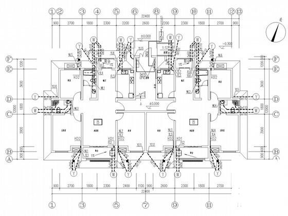 多层住宅楼建筑给排水CAD施工图纸 - 1