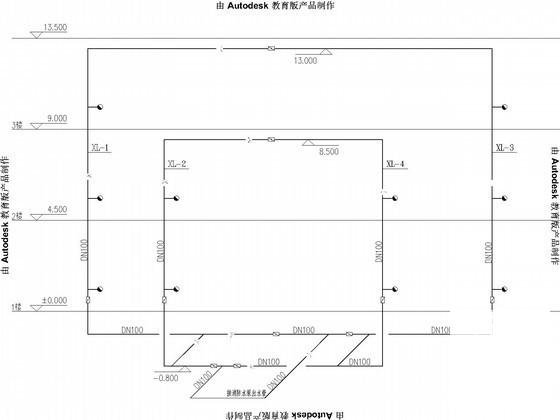 4层学生食堂给排水CAD施工图纸 - 3