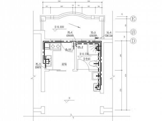 6层商业住宅楼建筑给排水CAD图纸(卫生间详图) - 3
