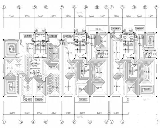 4层集中住宅楼地板辐射采暖系统设计CAD施工图纸（给排水设计） - 1