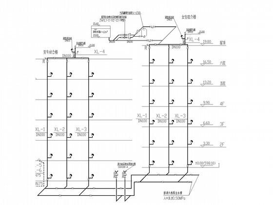 6层宿舍楼给排水消防CAD施工图纸 - 4