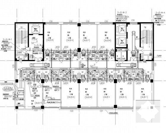 16层工业厂房高层宿舍楼空调通风系统设计CAD施工图纸（消防设计）(螺杆式冷水机组) - 4