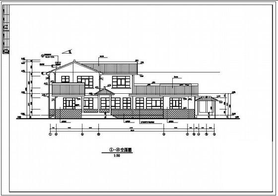 2层框架中国古典别墅CAD施工图纸(平面布置图) - 1