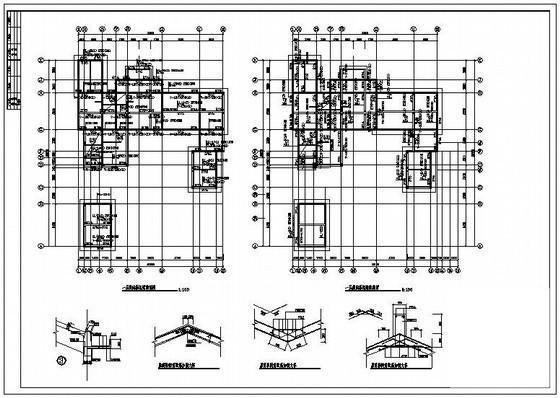 2层框架中国古典别墅CAD施工图纸(平面布置图) - 2