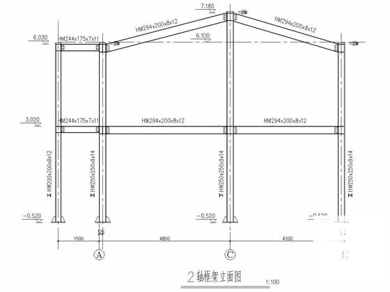 两层钢结构骨架别墅建筑结构图纸(柱下独立基础) - 4