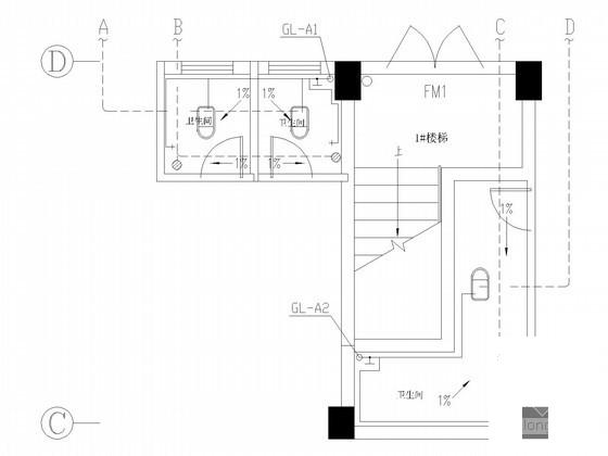 5层行政宿舍楼给排水CAD施工图纸 - 2