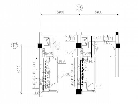 6层中心街商住楼建筑给排水CAD施工图纸 - 3