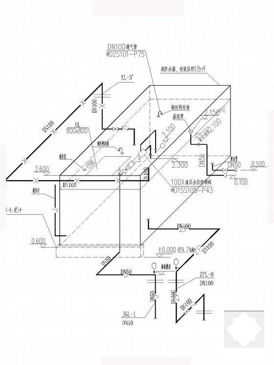 28层商住楼给排水CAD施工图纸(消防水池泵房) - 4