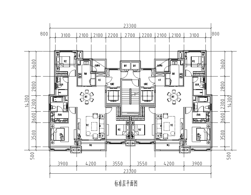 双电梯18层住宅户型图设计 (3)