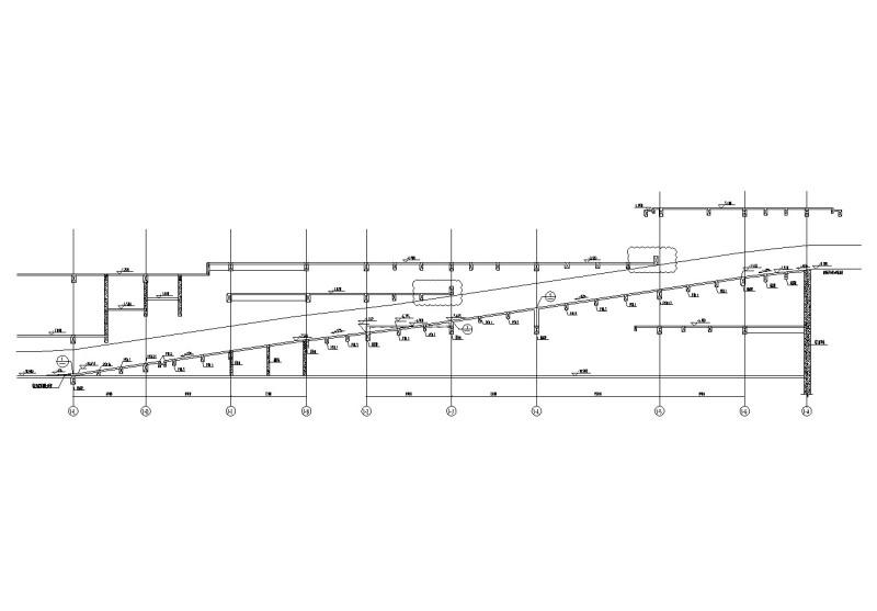 汽车坡道地下二层~地下一层剖面图