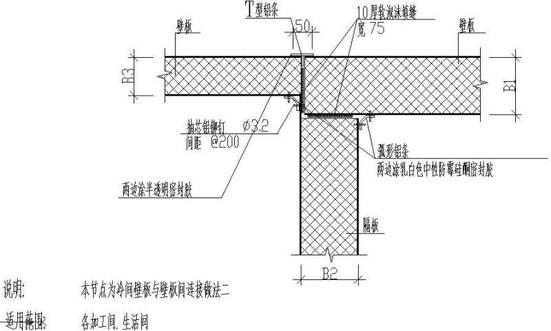 冷间壁板与壁板间连接做法节点构造设计详图纸（二） - 1