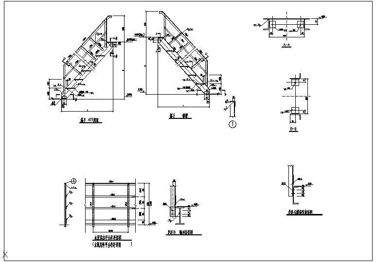 2跑钢梯节点构造设计详图纸 - 1
