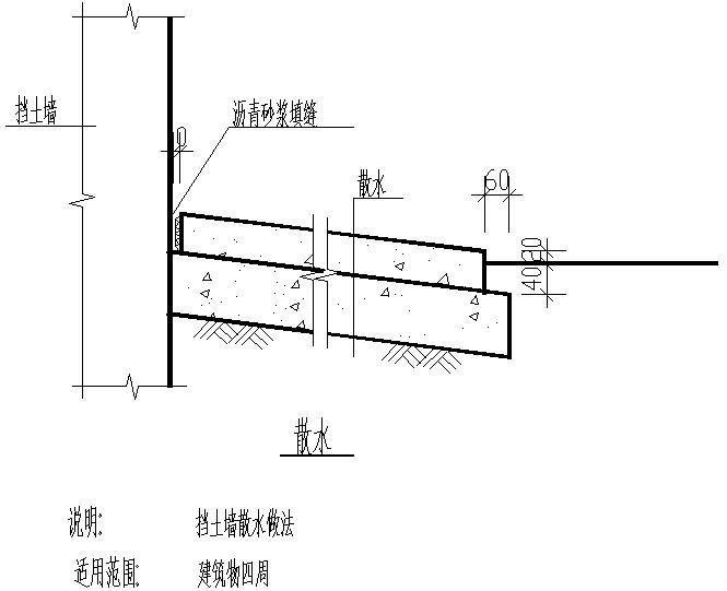 挡土墙散水做法节点构造设计详图纸 - 1