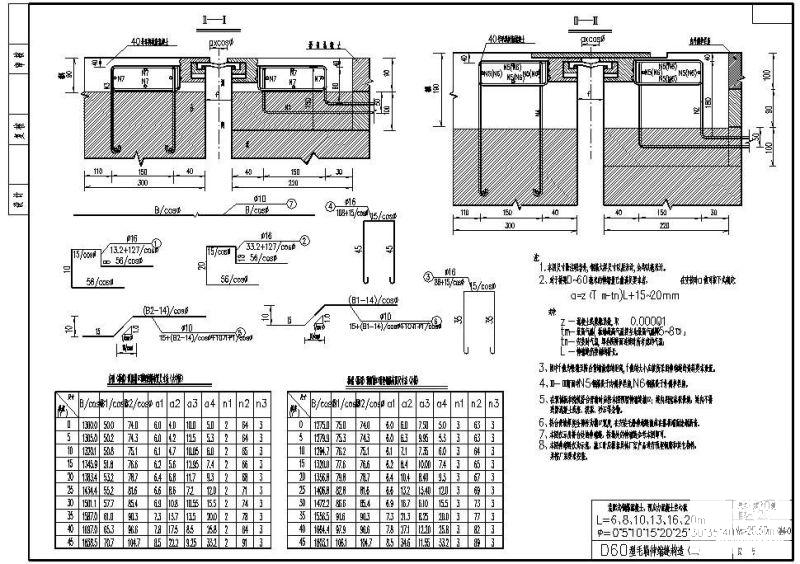 W28.50m装配式钢筋混凝土、预应力混凝土空心板D60型毛勒伸缩缝节点构造详图 - 1