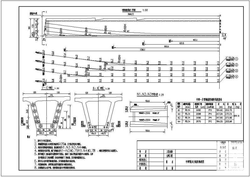 中跨预应力钢束节点构造详图纸 - 1
