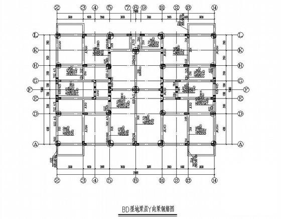 4层桩基础框架结构洋房结构设计CAD施工图纸（6度抗震）(平面布置图) - 2