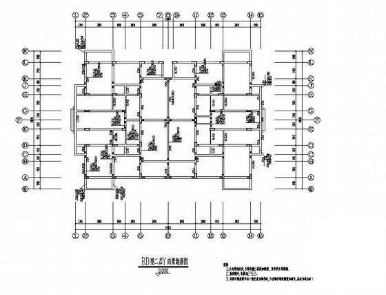 4层桩基础框架结构洋房结构设计CAD施工图纸（6度抗震）(平面布置图) - 3