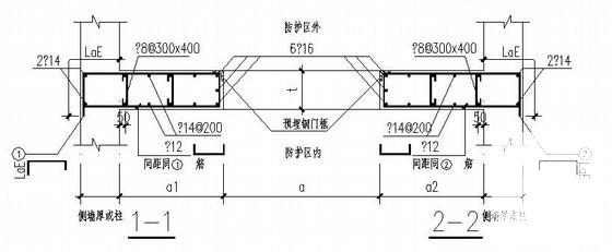 单扇防护密闭门门框墙结构CAD施工图纸 - 3