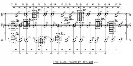 都江堰上5层地下1层住宅楼结构设计CAD施工图纸（桩基础）(平面布置图) - 1