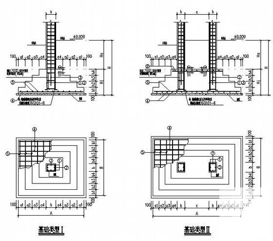 上4层异形柱框架别墅结构CAD施工图纸（独立基础，6度抗震）(平面布置图) - 4