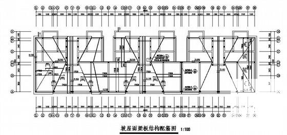 上5层框架结构住宅楼CAD施工图纸（8号，坡屋面架空层） - 3