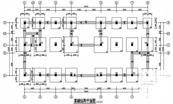 上3层框架结构办公楼CAD施工图纸（条形基础,独立基础） - 1