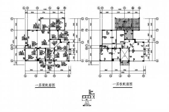筏形基础西班牙风格别墅结构设计CAD施工图纸(平面布置图) - 2