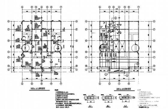 3层框架结构别墅结构设计CAD施工图纸(平面布置图) - 3