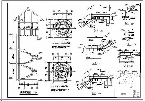 3层异形柱框架高档别墅结构设计CAD施工图纸(平面布置图) - 4