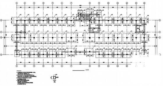 溧阳公5层框架生产管理用房结构设计CAD施工图纸(基础平面图) - 1