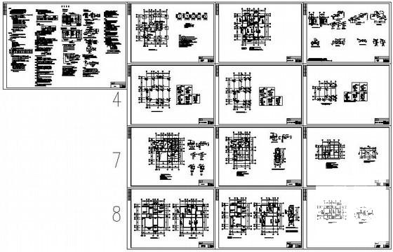 独立基础异形柱框架别墅结构设计CAD施工图纸(平面布置图) - 1