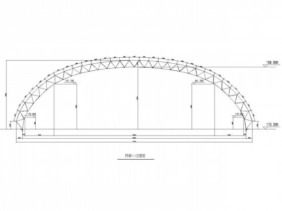 拱形煤堆棚网架结构CAD施工图纸(屋顶平面图) - 3
