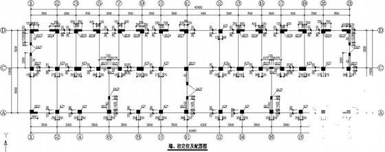 底部1层框架上部6层砌体住宅楼结构设计CAD施工图纸(平面布置图) - 1