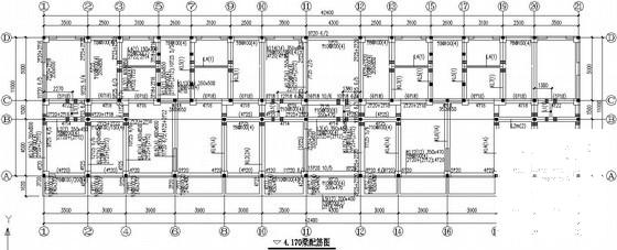 底部1层框架上部6层砌体住宅楼结构设计CAD施工图纸(平面布置图) - 2