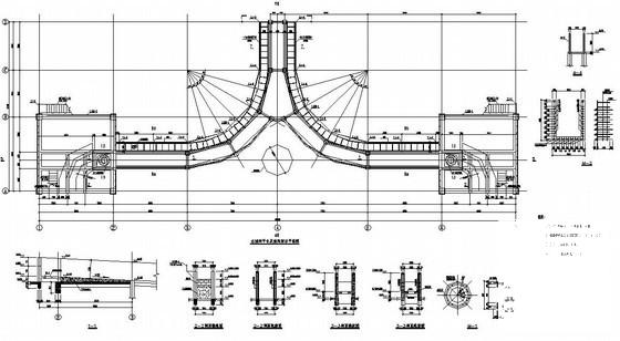 曲线梁混凝土框架平台及钢烟囱结构设计方案CAD图纸 - 1