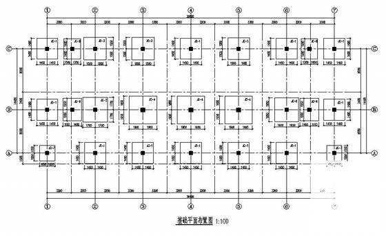 3层独立基础框架结构小食堂结构设计CAD施工图纸(平面布置图) - 1