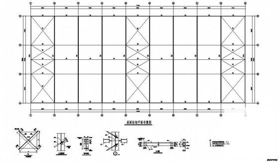 上两层钢框架结构CAD施工图纸（7度抗震，独立基础）(平面布置图) - 3