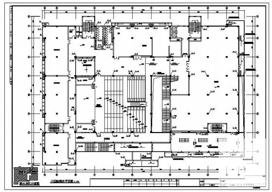 7层高校图书馆给排水CAD施工图纸(建筑面积) - 1