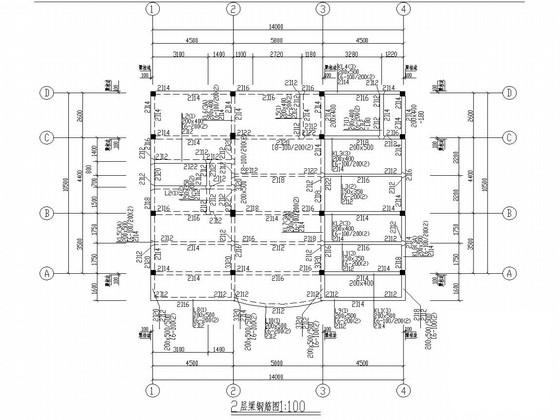 上3层框架结构别墅结构CAD施工图纸（独立基础，6度抗震） - 2