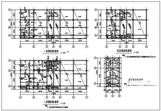 4层框架结构住宅楼结构设计CAD施工图纸（6度抗震） - 1