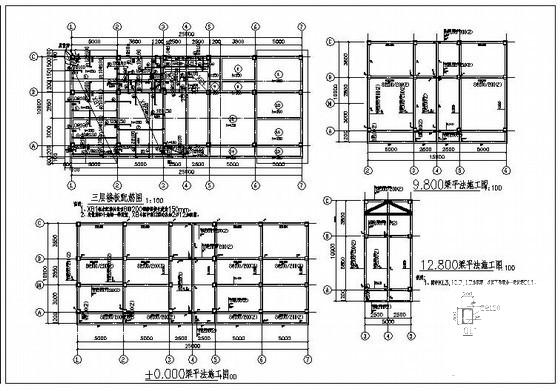 4层框架结构住宅楼结构设计CAD施工图纸（6度抗震） - 2