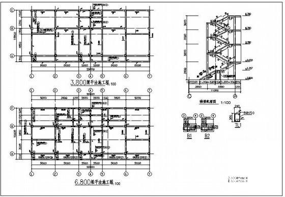 4层框架结构住宅楼结构设计CAD施工图纸（6度抗震） - 4